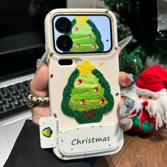 🎄 Early Christmas Sale 🎁 Embroidered Christmas Tree Phone Case with Mirror & Drop Protection
