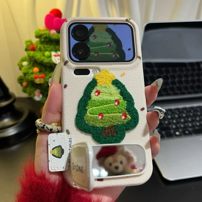 🎄 Early Christmas Sale 🎁 Embroidered Christmas Tree Phone Case with Mirror & Drop Protection