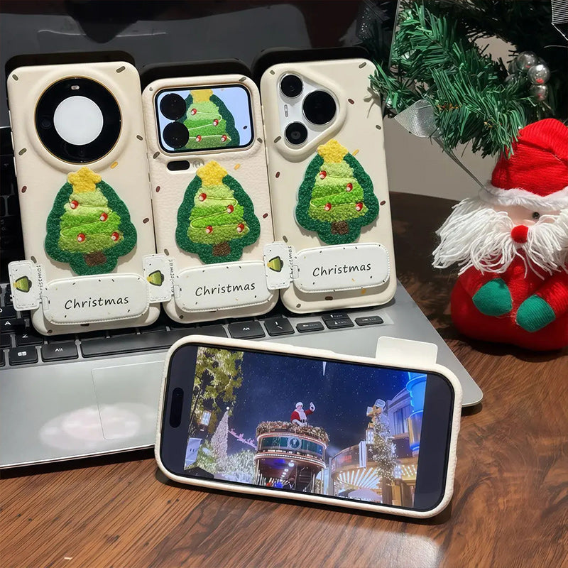 🎄 Early Christmas Sale 🎁 Embroidered Christmas Tree Phone Case with Mirror & Drop Protection