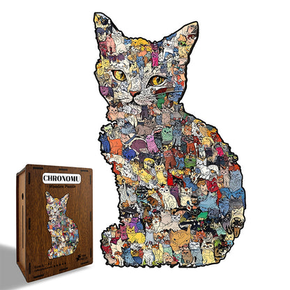 🎅 Early Christmas Sale 🎁Creative Cat Wooden Jigsaw Puzzles for Piggy Bank