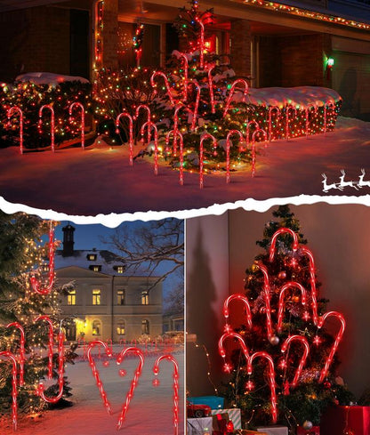 🔥Hot Sale 🎁✨Christmas Solar Candy Cane Lights & IP65 Waterproof, Outdoor & Indoor Pathway Lights, Garden Yard Decorations