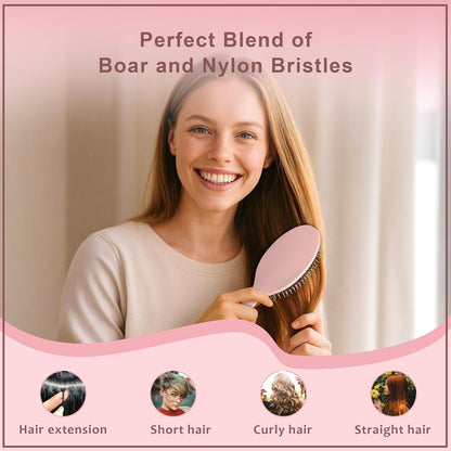 🎅 Early Christmas Sale 🎁 The Ultimate Hair Gift - Hybrid Boar & Nylon Bristle Brush for Stronger, Shinier Hair