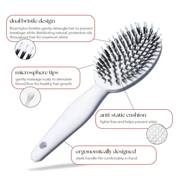 🎅 Early Christmas Sale 🎁 The Ultimate Hair Gift - Hybrid Boar & Nylon Bristle Brush for Stronger, Shinier Hair