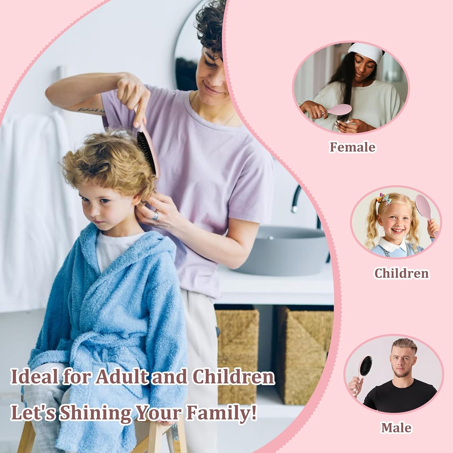 🎅 Early Christmas Sale 🎁 The Ultimate Hair Gift - Hybrid Boar & Nylon Bristle Brush for Stronger, Shinier Hair