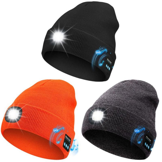 🔥 Hot Sale 🎁Bluetooth Beanie with a Light, Unisex USB Rechargeable 6 LED Fashlight Hat