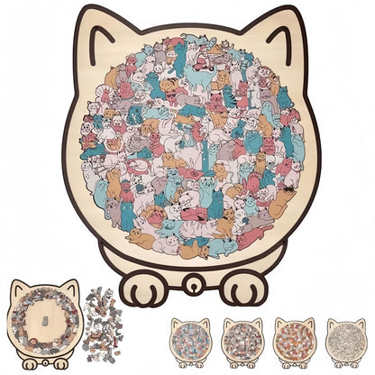 🔥Hot Sale🎁✨Cat Shaped Wooden Jigsaw Puzzle