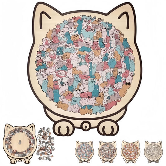 🔥Hot Sale🎁✨Cat Shaped Wooden Jigsaw Puzzle