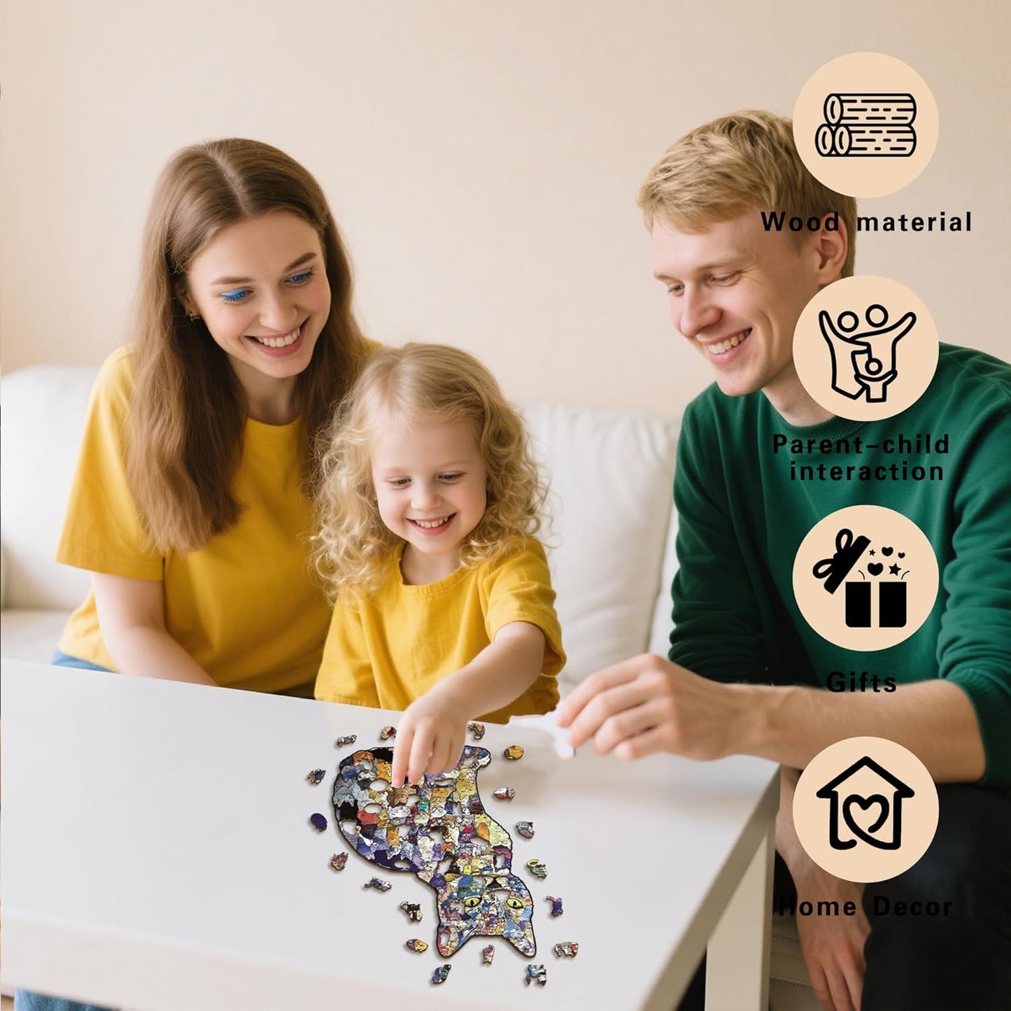 🎅 Early Christmas Sale 🎁Creative Cat Wooden Jigsaw Puzzles for Piggy Bank