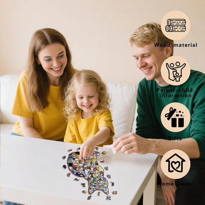 🎅 Early Christmas Sale 🎁Creative Cat Wooden Jigsaw Puzzles for Piggy Bank