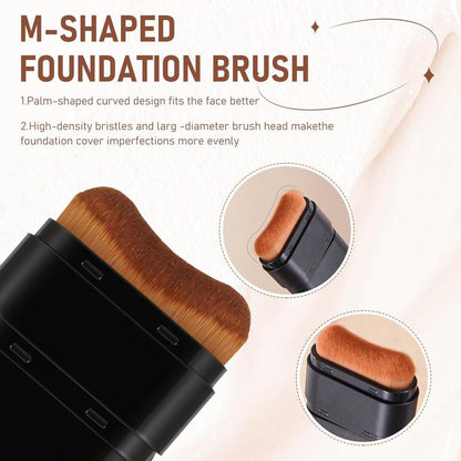 🔥 2-in-1 Foundation & Concealer Stick with Moisturizing, Lightweight & Built-In Brush