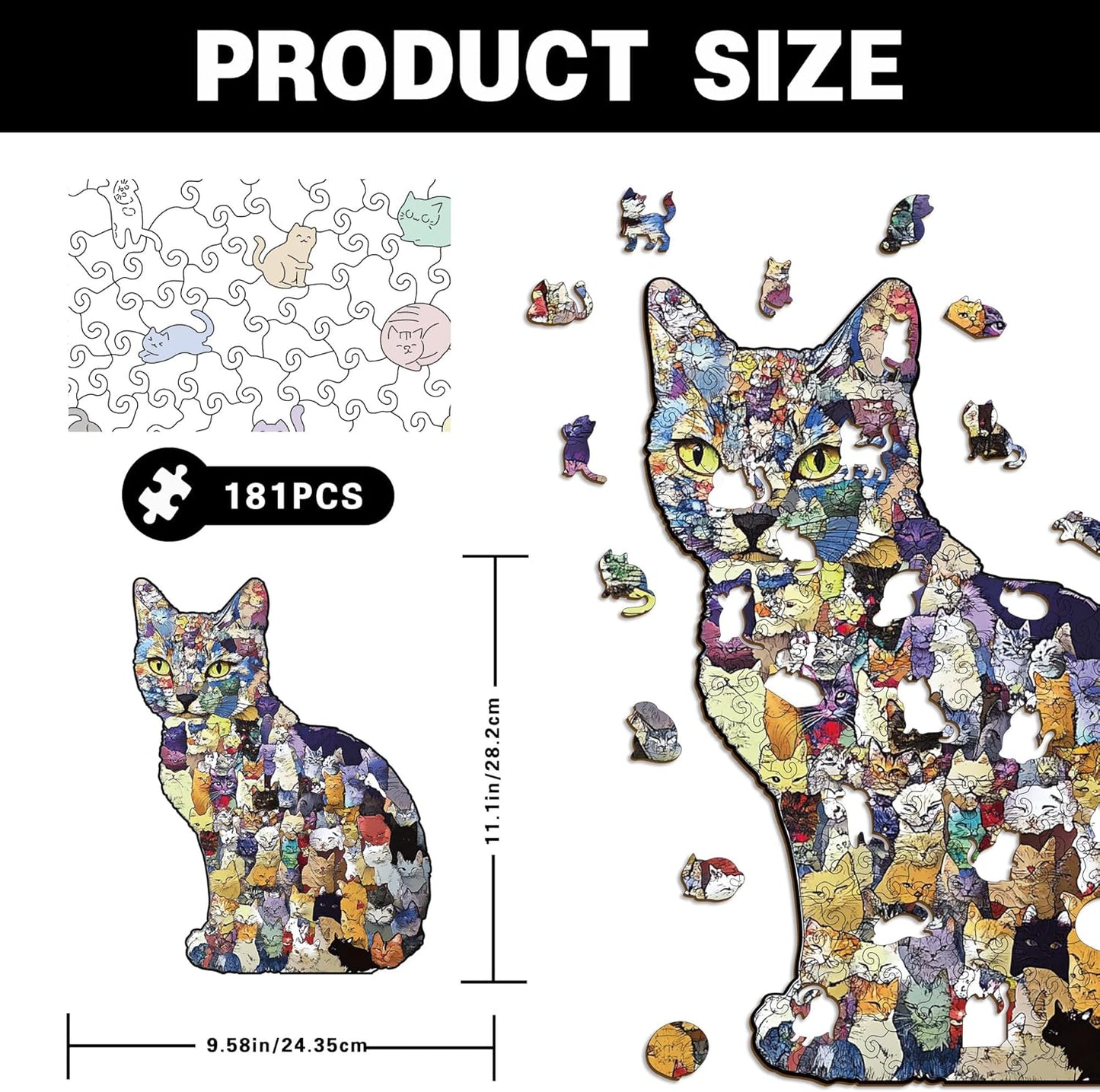 🎅 Early Christmas Sale 🎁Creative Cat Wooden Jigsaw Puzzles for Piggy Bank