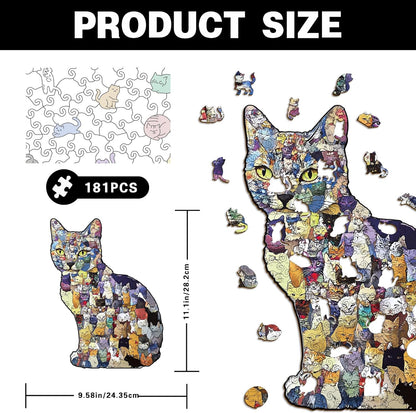 🎅 Early Christmas Sale 🎁Creative Cat Wooden Jigsaw Puzzles for Piggy Bank