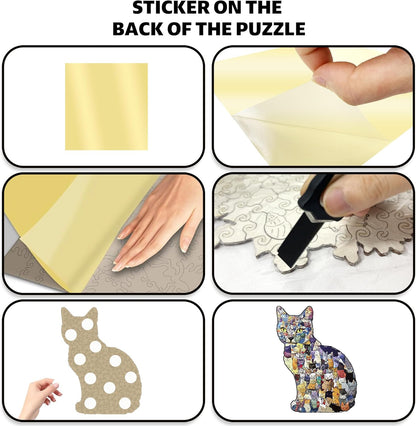 🎅 Early Christmas Sale 🎁Creative Cat Wooden Jigsaw Puzzles for Piggy Bank