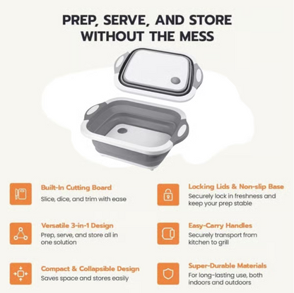 🔥🔥3-in-1 Collapsible BBQ Tub & Cutting Board