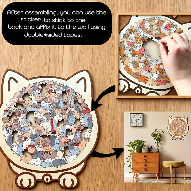 🔥Hot Sale🎁✨Cat Shaped Wooden Jigsaw Puzzle