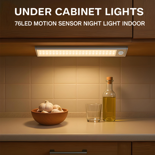 🎅 Early Christmas Sale 🎁 Smart Under Cabinet Lights - 76LED Motion Sensor Night Light Indoor for Closet, Stairs & Kitchen