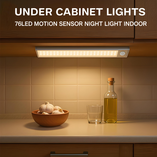 🎅 Early Christmas Sale 🎁 Smart Under Cabinet Lights - 76LED Motion Sensor Night Light Indoor for Closet, Stairs & Kitchen