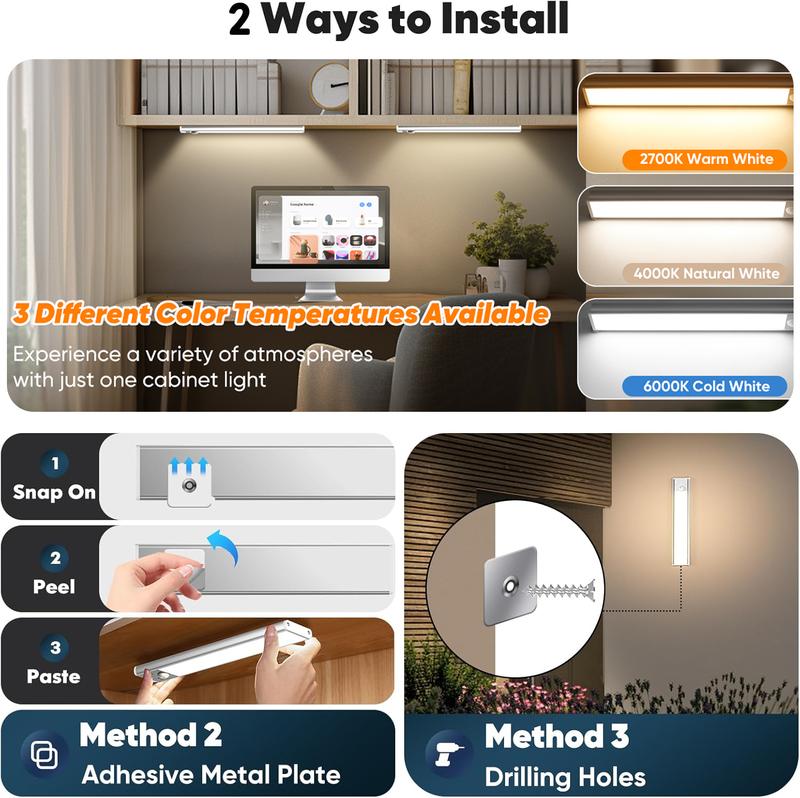 🎅 Early Christmas Sale 🎁 Smart Under Cabinet Lights - 76LED Motion Sensor Night Light Indoor for Closet, Stairs & Kitchen