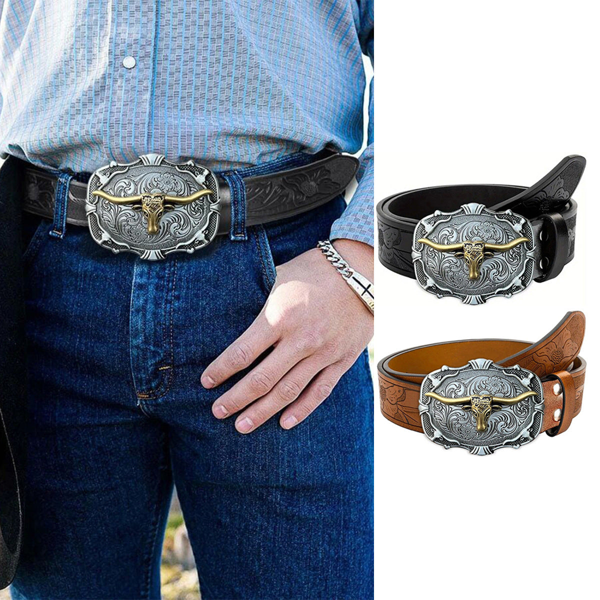 🔥🔥Retro Western Leather Belt (Unisex)