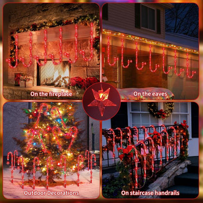 🔥Hot Sale 🎁✨Christmas Solar Candy Cane Lights & IP65 Waterproof, Outdoor & Indoor Pathway Lights, Garden Yard Decorations
