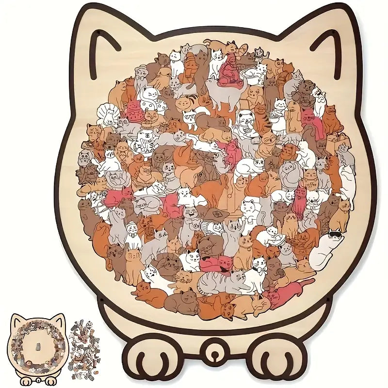 🔥Hot Sale🎁✨Cat Shaped Wooden Jigsaw Puzzle