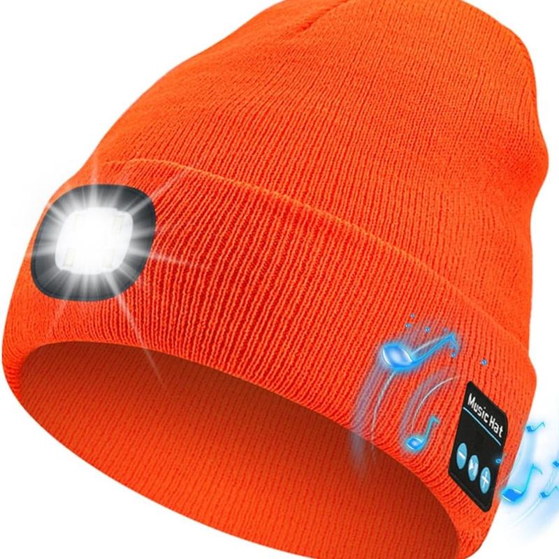 🔥 Hot Sale 🎁Bluetooth Beanie with a Light, Unisex USB Rechargeable 6 LED Fashlight Hat