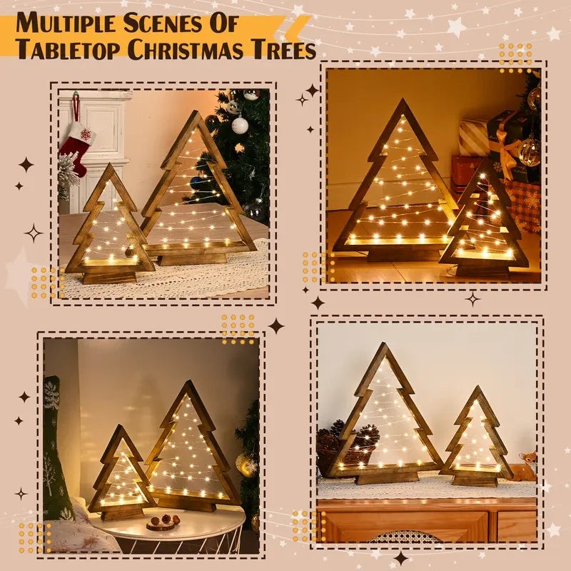 🔥Hot Sale 🎁✨Wooden Christmas Tree Tabletop Set