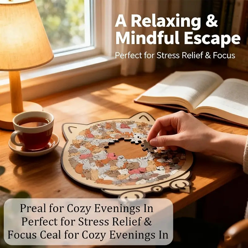 🔥Hot Sale🎁✨Cat Shaped Wooden Jigsaw Puzzle