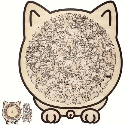 🔥Hot Sale🎁✨Cat Shaped Wooden Jigsaw Puzzle