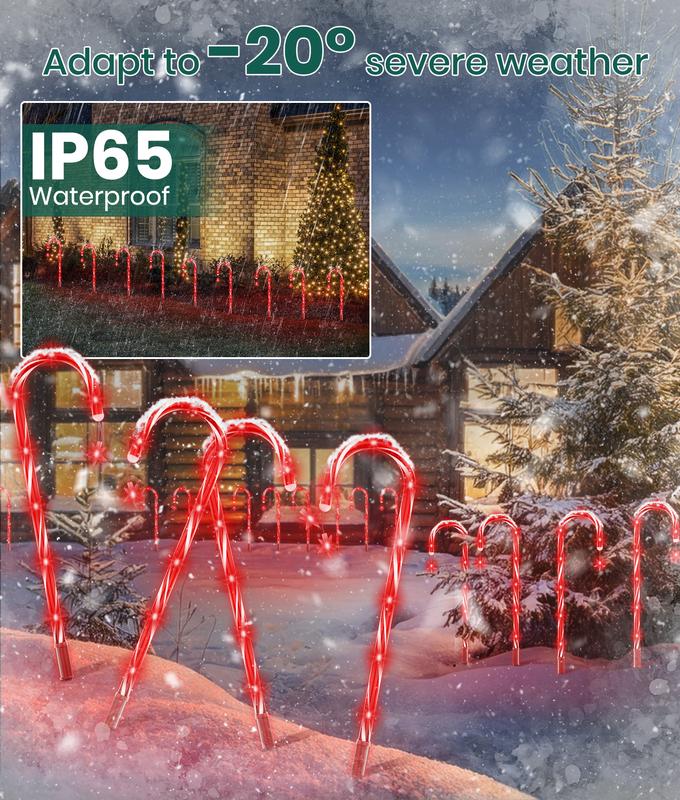 🔥Hot Sale 🎁✨Christmas Solar Candy Cane Lights & IP65 Waterproof, Outdoor & Indoor Pathway Lights, Garden Yard Decorations