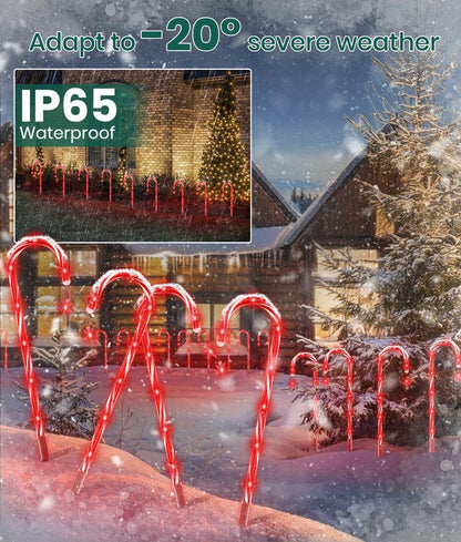 🔥Hot Sale 🎁✨Christmas Solar Candy Cane Lights & IP65 Waterproof, Outdoor & Indoor Pathway Lights, Garden Yard Decorations