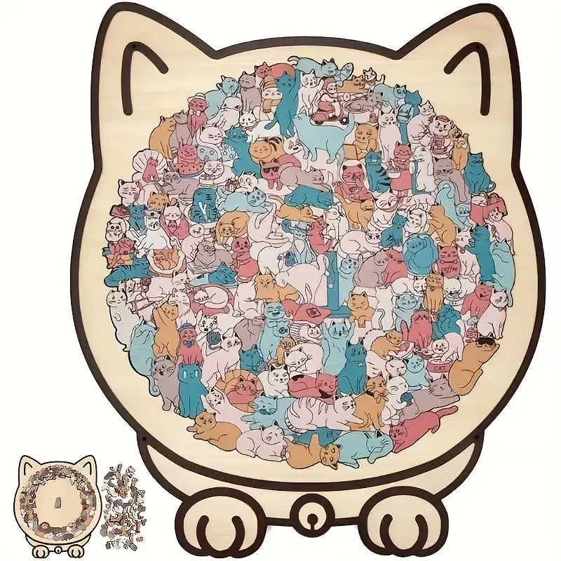 🔥Hot Sale🎁✨Cat Shaped Wooden Jigsaw Puzzle