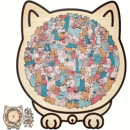 🔥Hot Sale🎁✨Cat Shaped Wooden Jigsaw Puzzle