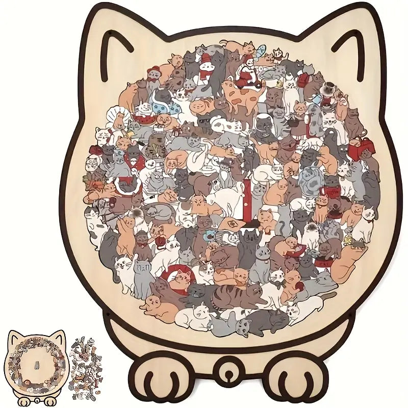 🔥Hot Sale🎁✨Cat Shaped Wooden Jigsaw Puzzle