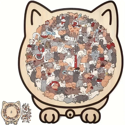 🔥Hot Sale🎁✨Cat Shaped Wooden Jigsaw Puzzle